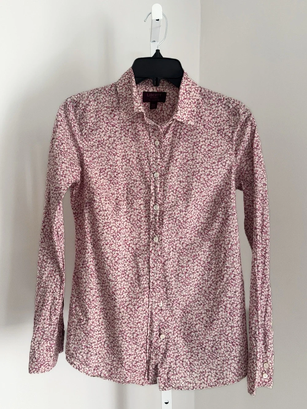 J. Crew Liberty Print Pink and White Floral Button-Up Shirt Size 00 Classic